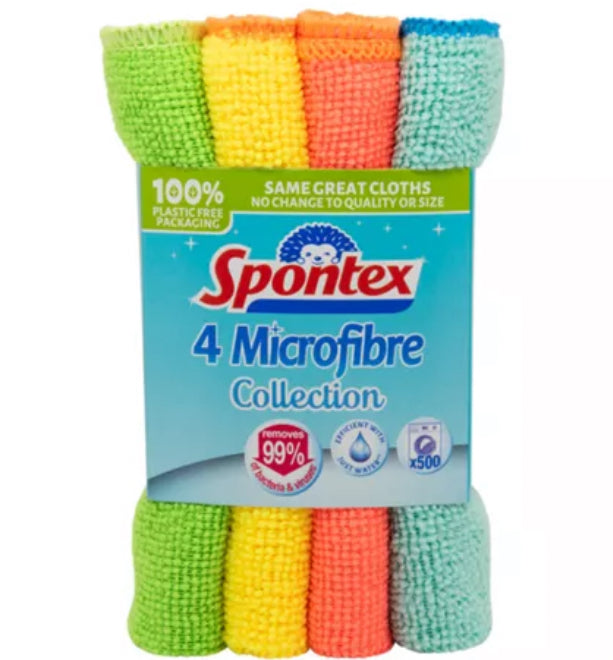 Spontex 4 Microfibre Multi-Purpose Cloths