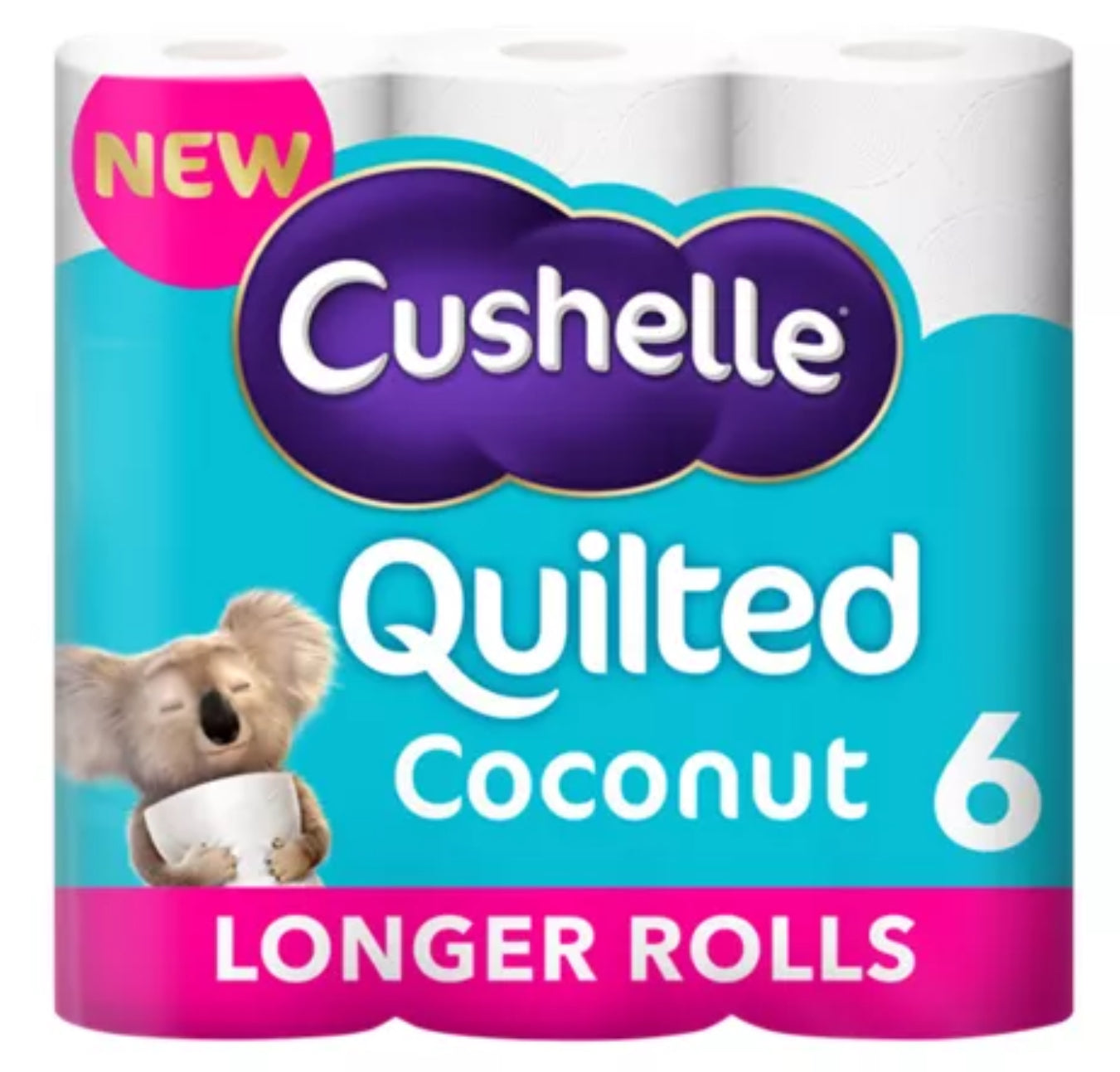 Cushelle Quilted Coconut 50% Longer Lasting Toilet Tissue 6 Equals 9 Regular Rolls
