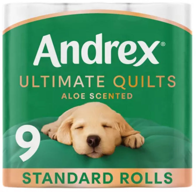 Andrex Ultimate Quilts Toilet Tissue Aloe Vera Fragranced Standard 9 Rolls