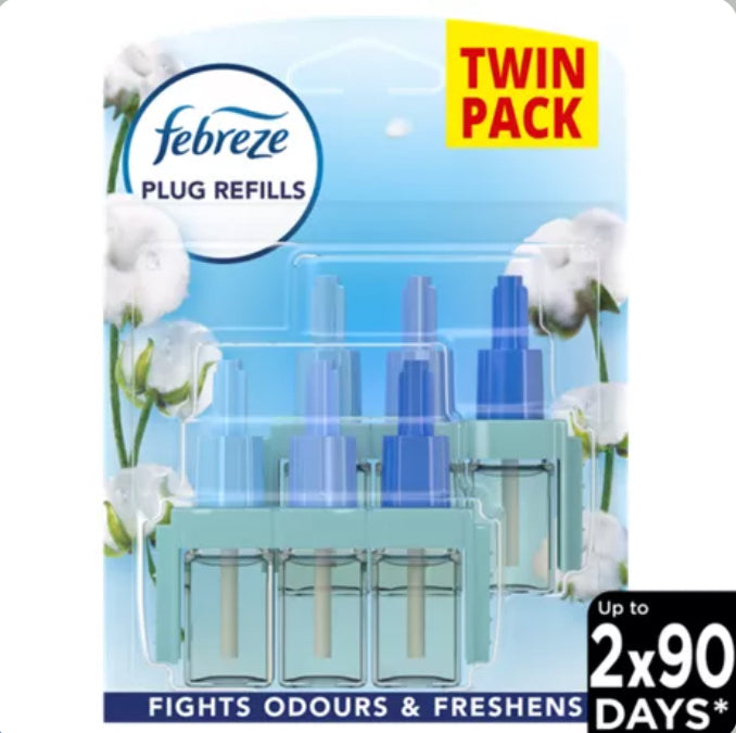 Febreze 3Volution Plug In Air Freshener Refill Twin Pack, Cotton Fresh